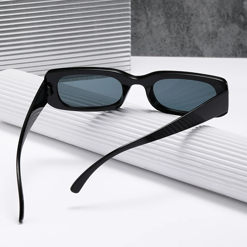 Black Square Sunglasses Men Rectangle Small Sun Glasses Male Retro Black Lens Driving Fishing Oculos UV400 image 2