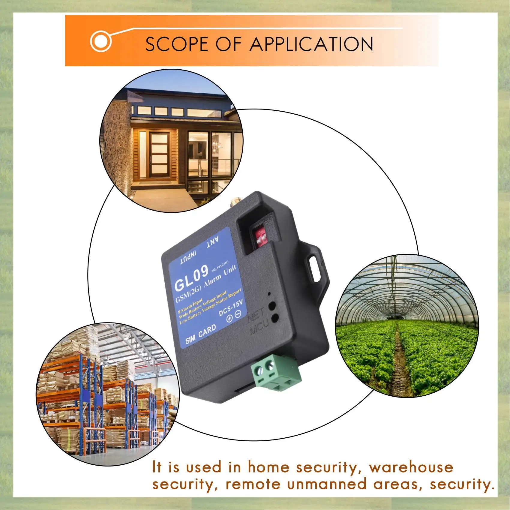 N15R-GL09 8 قنوات تعمل بالبطارية، أنظمة إنذار GSM، نظام أمان تنبيه عبر الرسائل القصيرة 2019