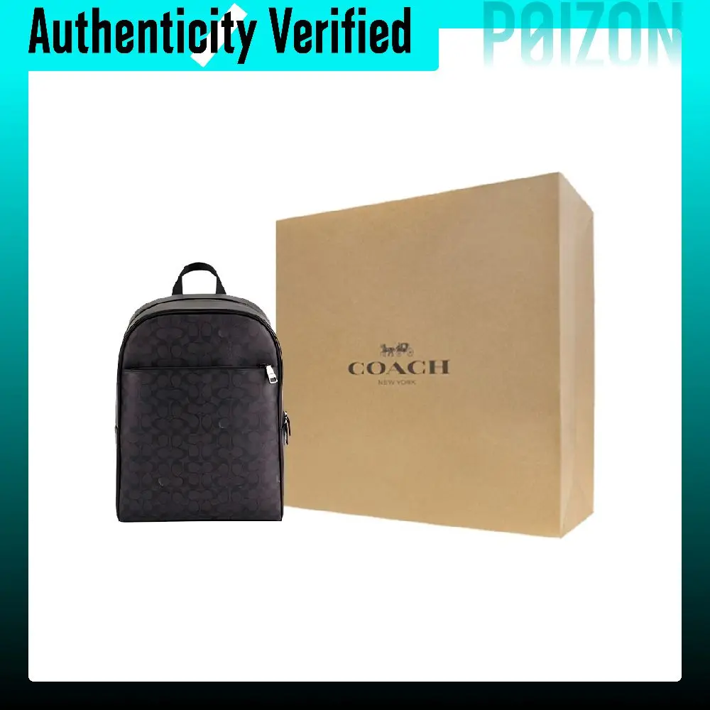COACH Cow Leather Backpacks Large Men's Black CAJ90-QBMI5