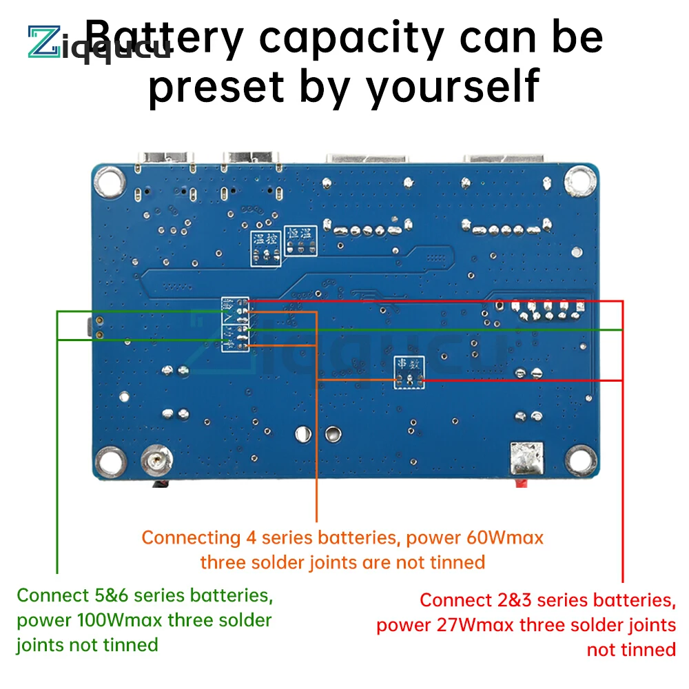 100W 2S-6S PD QC Bidirectional Fast Charging Module DIY Mobile Power 2-6S Lithium Battery Protection Motherboard - Image 6