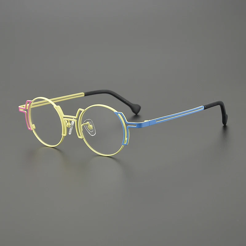 Pure titanium irregular frame men's and women's personality retro color matching optical glasses Luxury brand prescription glass