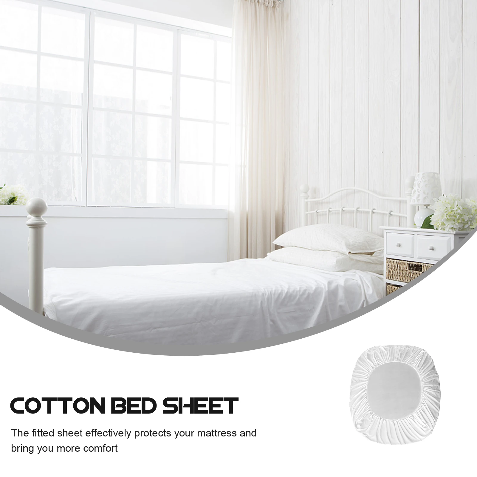 

Pure Cotton Fitted Sheet Protective Cover Twin Size Bedding Waterproof Practical Home Hotel Quality Soft Breathable Material