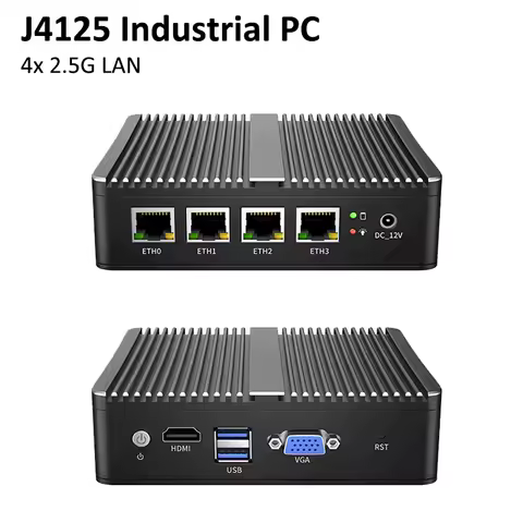 Fanless Soft Router Celeron J4125/J5005 Mini PC Quad Core 4x Intel i226 2.5G LAN HD VGA pfSense Firewall Appliance ESXI OPNsense