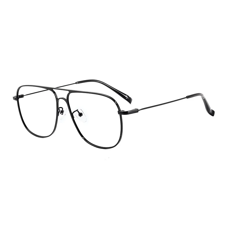 

Japanese Retro Pilot Style Glasses Frame, Men's Trendy Women's Large Frame Flat Mirror, Double Beam Pure Titanium