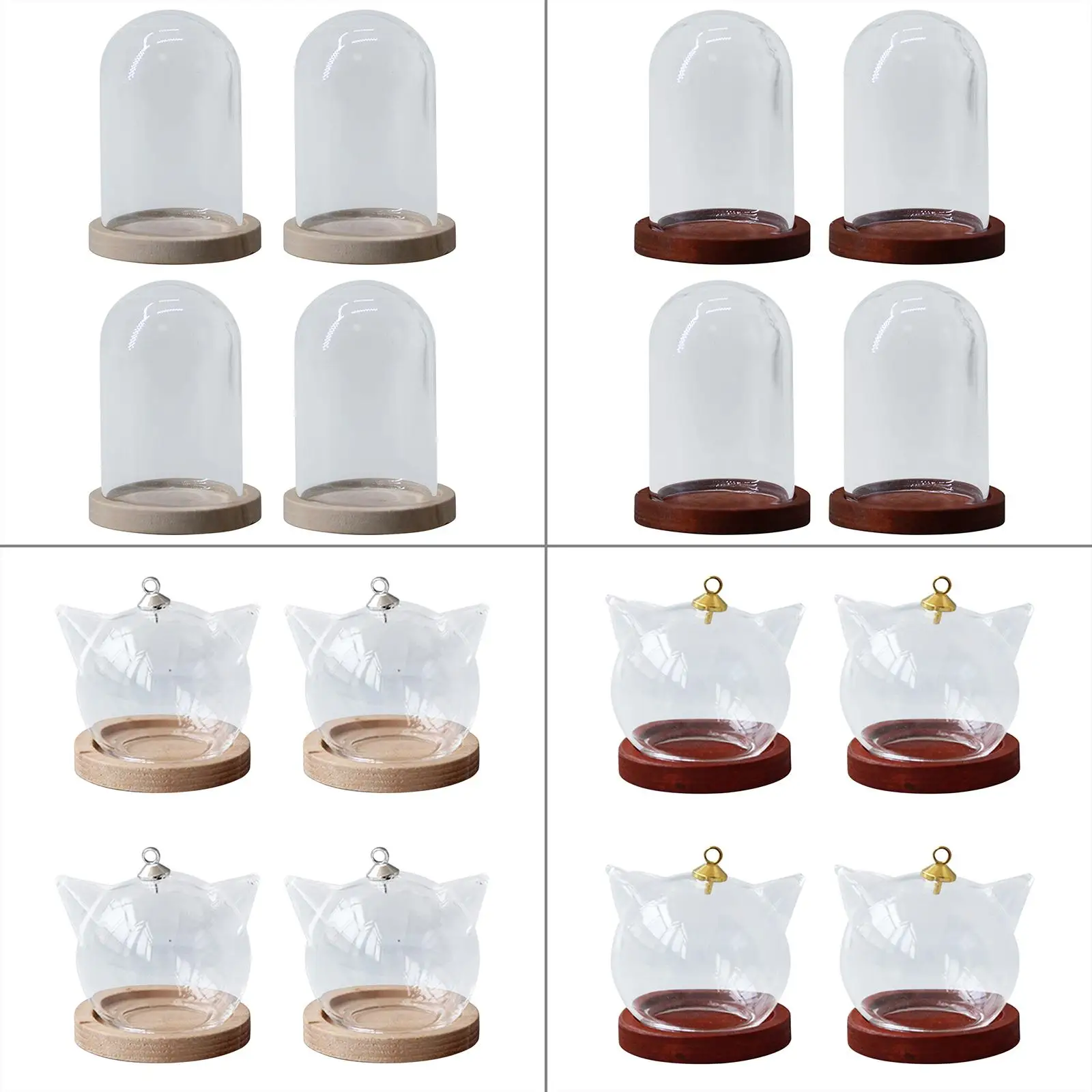 4 szt. Mini szklana kopuła Cloche, pojemnik z podstawą Terrarium DIY szklane kopuły ekspozycyjne do dekoracji blat ogród biuro weselne