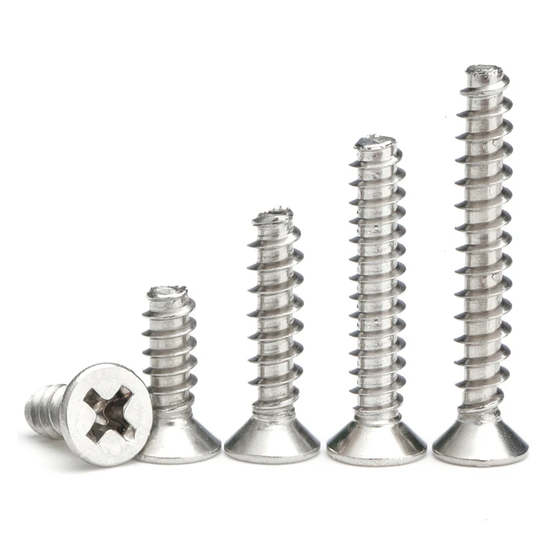 100pcs/ lot Cross Recessed Countersunk Head Self-tapping Screws Nickel Plated Carbon Steel M1 M2 M2.6 M3 M4 Flat Phillips Screw