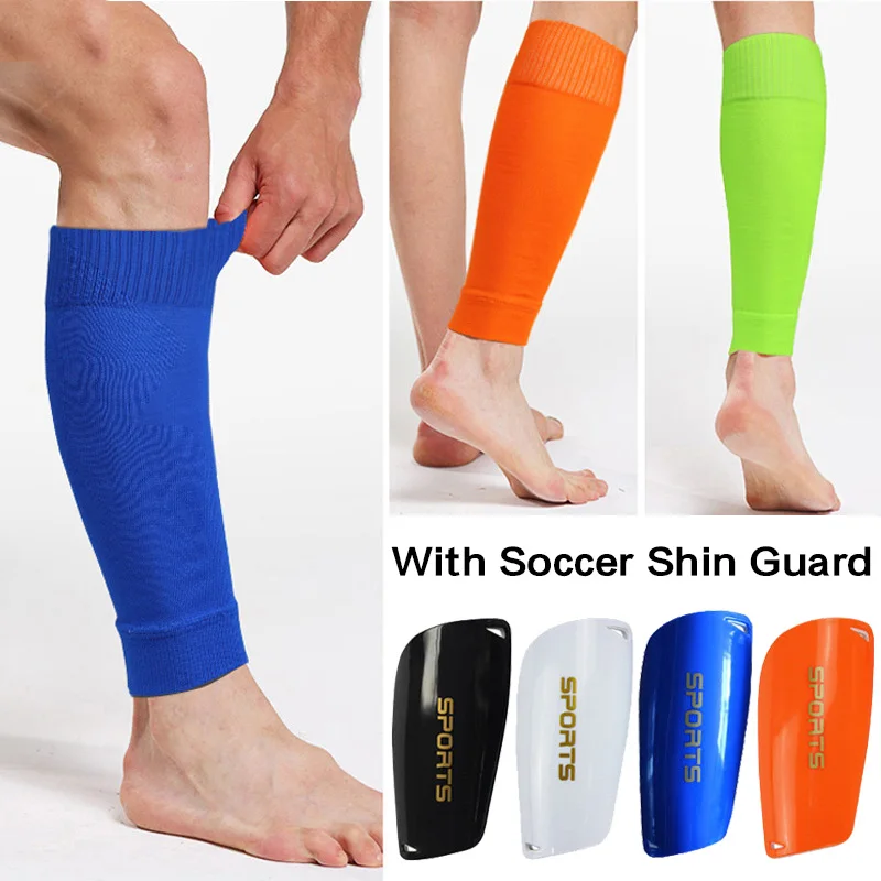 1 Set High Elasticity Soccer Shin Guard Sleeves Adults Kids Plus Size Football Leg Guards Without Feet Sports Protective Gear