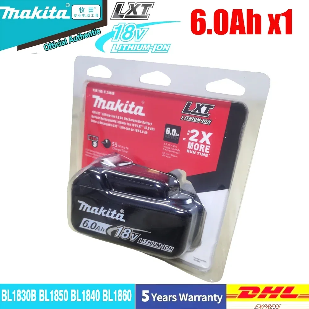 

Original Makita Tool 18V 6.0Ah Battery, Makita BL1830 BL1840 BL1850 1860 Lithium Battery, Long Range,Charger, Fast Charging