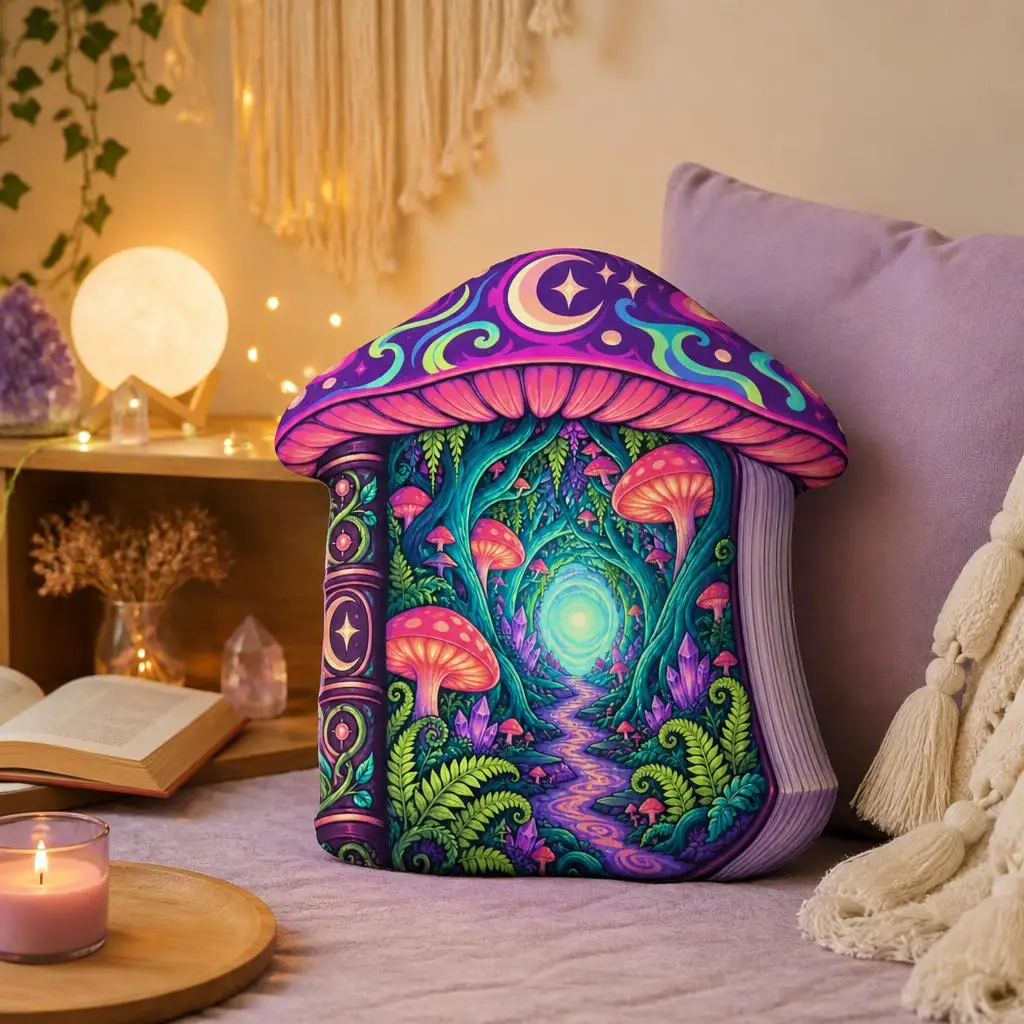 Fantasy Mushroom Plush Pillow Psychedelic Forest Cushion Fairycore Cottagecore Stuffed Throw Pillow for Sofa Home Decor Gift