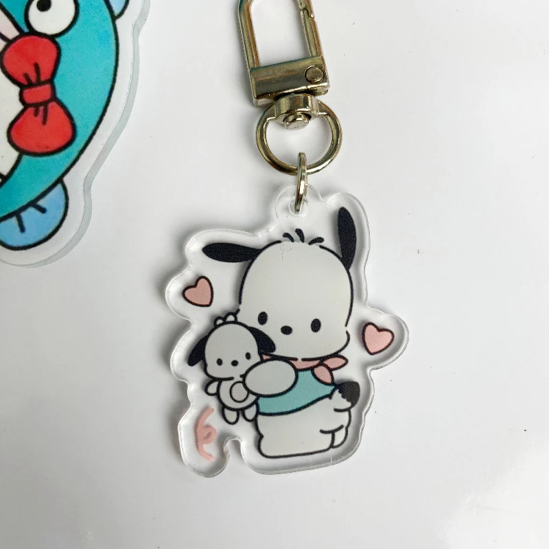 Hello Kitty Kuromi Melody Key Chain Sanrio Cinnamoroll Pochacco Purin Kawaii Cartoon Bag Pendant For Friends Children Gifts