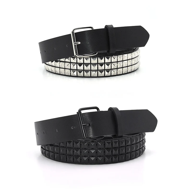 Pasek z nitami męski damski, pasek z ćwiekami, punk rock, z klamrą na bolec, dropshipping, czarny