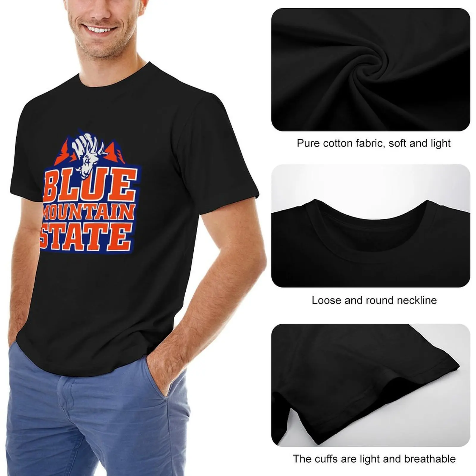 Retro Blue Mountain State Mountain T-Shirt cotton graphic tees tees cotton t shirt men image 5