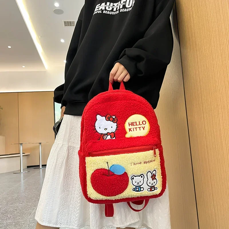 Hello Kitty peluche doppio zaino 2023 nuova borsa da scuola Sanrio studente giapponese Hello Kitty borse da scuola per bambini