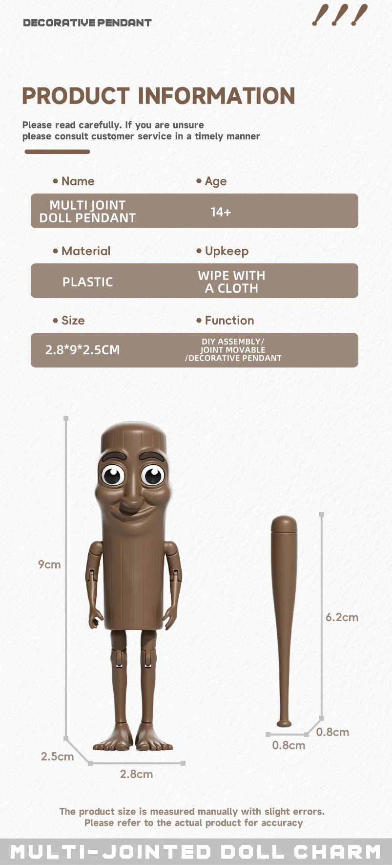 Multi Jointed Stick Man TungTungSahur Montage Action Figure 3D Gedruckt Tralalero Tralala Figur Lustige Spielzeug Schlüsselbund Dekor – Detail 5