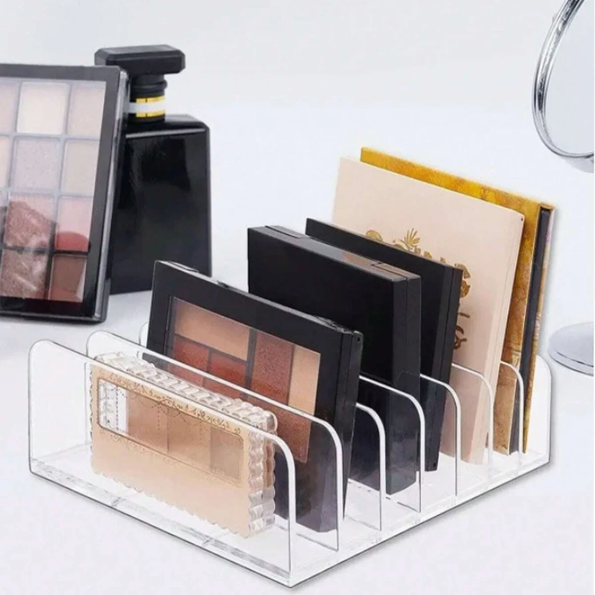 7-Compartment Transparent Makeup Organizer for Eyeshadow Palette and Cosmetics, Vanity Table and Bathroom Countertop Storage Box gallery 5