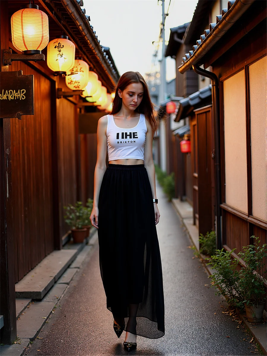 กางเกงชีฟองทรงขาบานเอวยางยืด ผู้หญิง 2025 ฤดูร้อน ผู้หญิง ฤดูใบไม้ร่วง ผ้ามีเท็กซ์เจอร์ ทรงขาบานเล็กน้อย สไตล์นักเรียน นักศึกษา ทันสมัย ดูอ่อนเยาว์