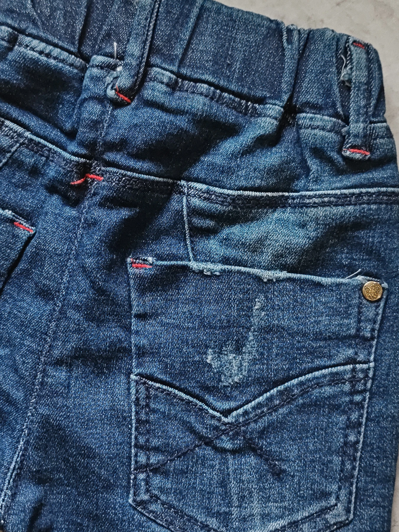 5127 12M-3Y kids jeans baby boys jeans navy blue soft denim elastic waist elastic waist