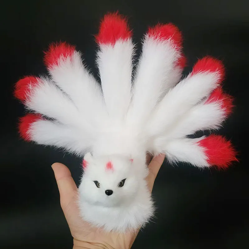 

Simulation Fox Model Ornament Handmade Cute Reclining Nine-tailed Fox Modeling Plush Animal Doll Home Decorations Children Toys
