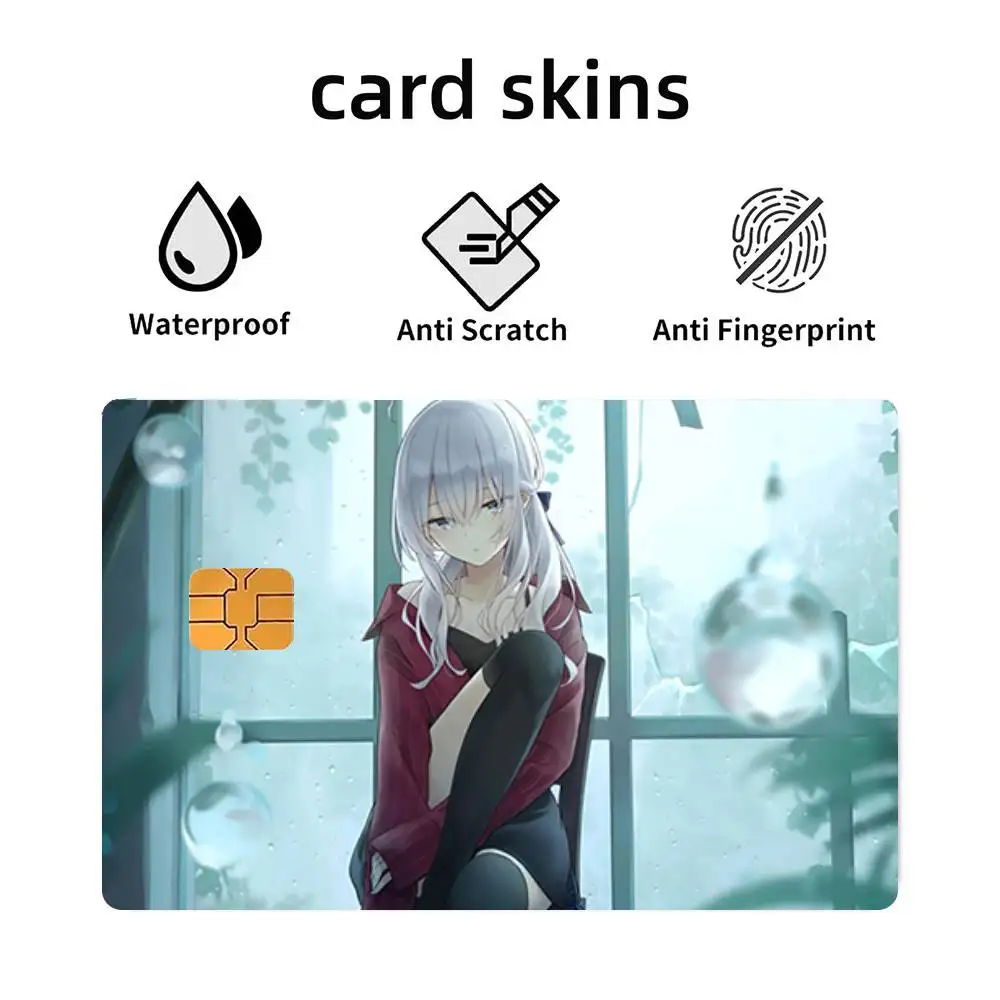 Anime W-Wandering Witch The Journey of Elaina Manga  Credit Card Stickers Skin For Bank Bus Metro 4PCS Cover Film Gift
