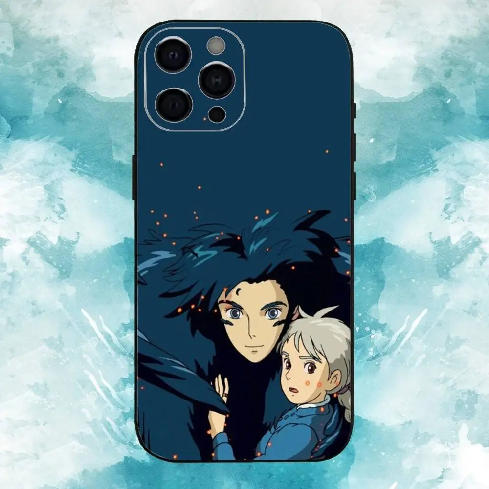 H-Howls Movendo C-Castle Capa de telefone fofa para iPhone17,16,15,14,13,12,11 Plus,Pro Max Soft Black Cover