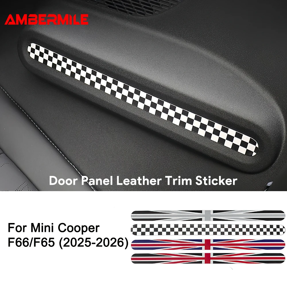 Car Armrest Box Side Stripe Sticker For BMW Mini Cooper S F65 F66 2024 2025 PU Leather Car Interior Decoration Accessories