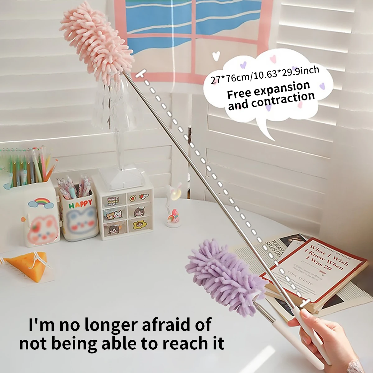 1-Piece Washable Mini Telescopic Dust Duster with Extendable Handle, Lint-Free, Multi-Functional and Efficient Cleaning Tool with Flexible Head - Suitable for Narrow Spaces in Homes and Cars