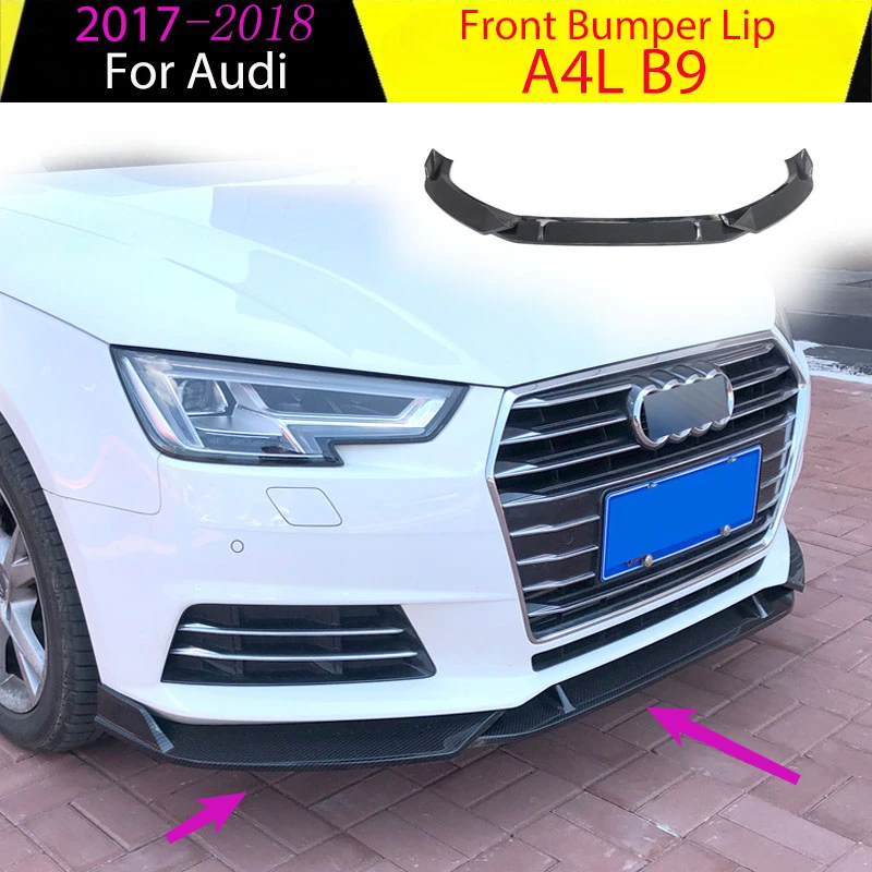 

Front Bumper Lip for Audi A4 B9 2017 2018 Spoiler Splitter Diffuser Chin Diffuser Retrofit Body Kit Accessories Auto Trim