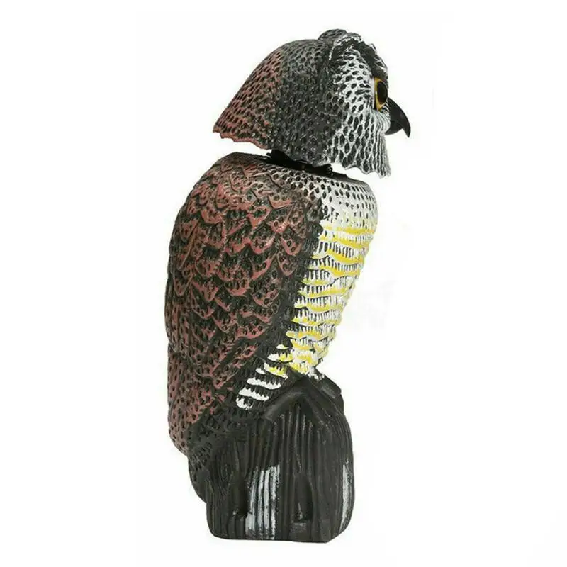 Realistic Bird Scarer Rotating Head Sound Owl Prowler Decoy Protection Repellent Pest Control Scarecrow Garden Yard Move