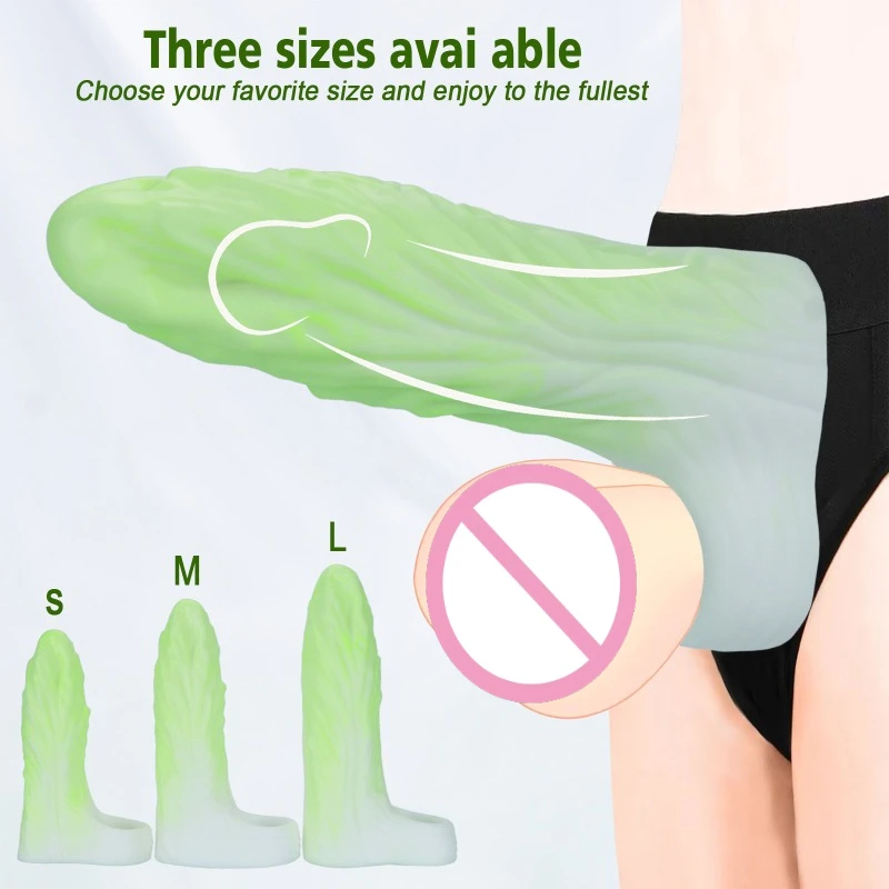 Chinese Cabbage Men's Long-lasting Enlarged Penis Cover Thickened and Thickened Special-shaped Hollow Cover Adult Sex Products view 4
