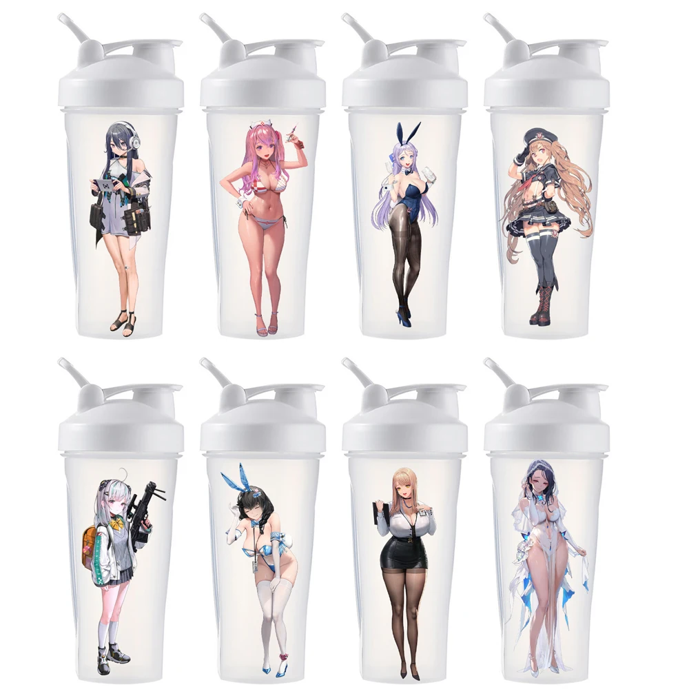 Juego NIKKE de 600ML, botella agitadora de diosa de la victoria, batidos de proteínas en polvo, entrenamiento, gimnasio, deporte, taza mezcladora, botella de agua, regalos para estudiantes