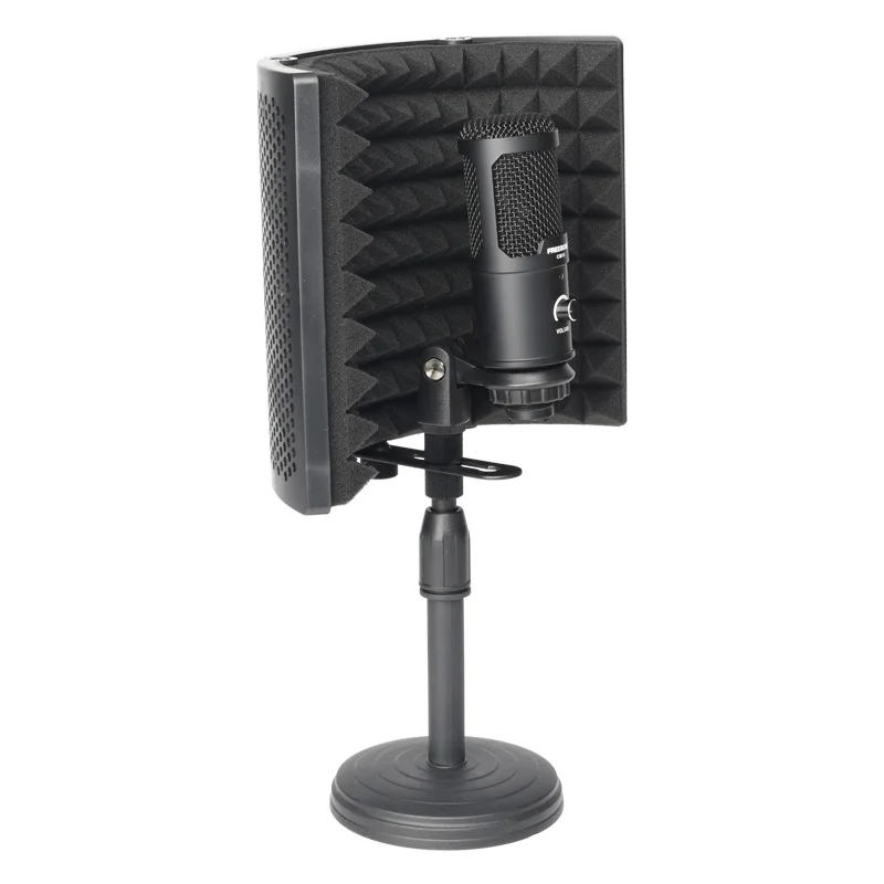 Protector de aislamiento de 3 paneles de plástico, portátil y ajustable, plegable para micrófono de condensador para reducir el ruido, LO-PS58 acústica
