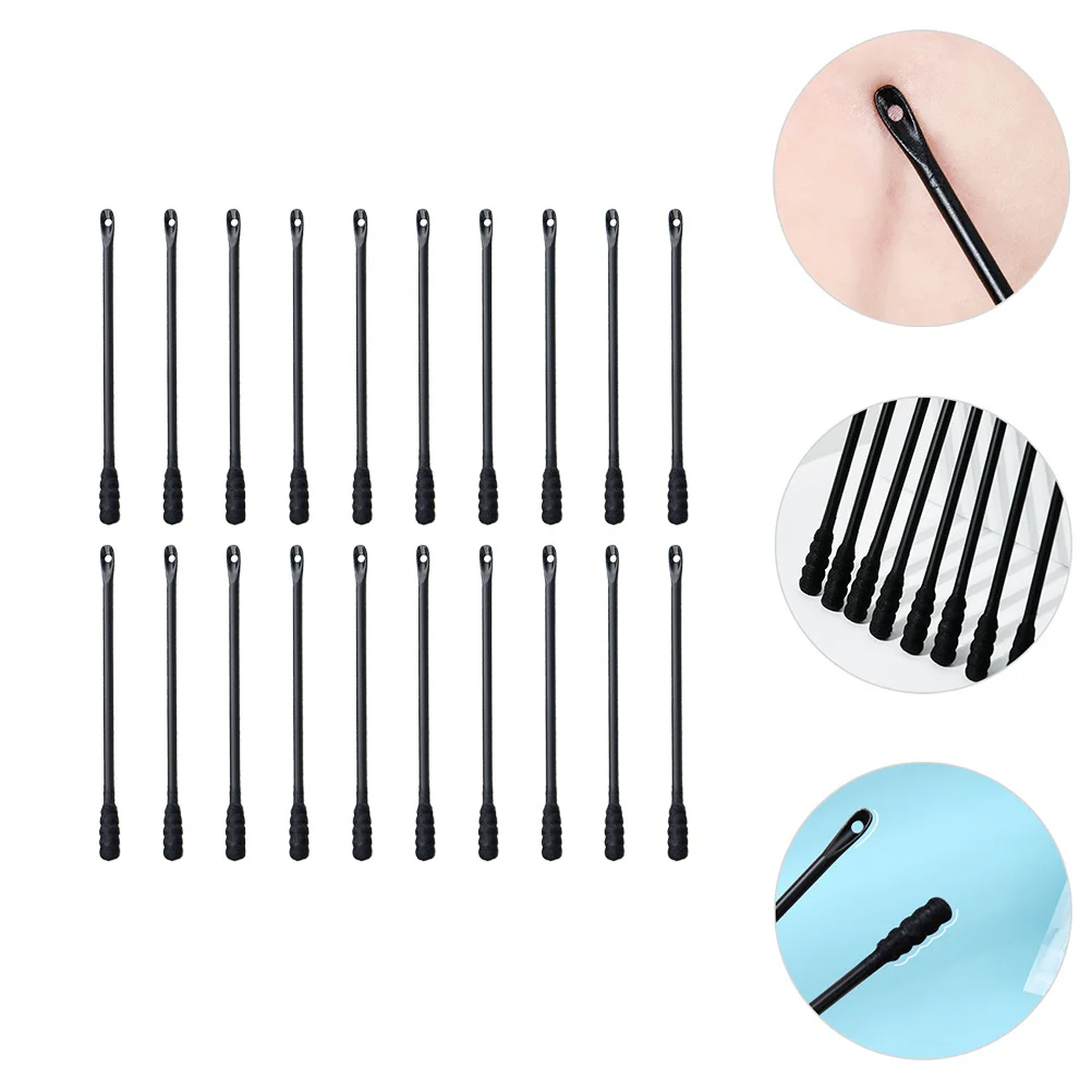 100 قطعة من أعواد الأذن القطنية ذات نهاية مزدوجة من شمع الأذن أداة تنظيف ناعمة وآمنة للأذنين الحساسة مدمجة ومريحة للحمل