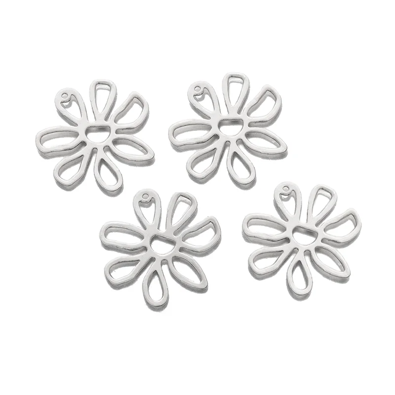 10 Uds. De dijes de flores de latón Chapado en plata, colgante para pendientes hechos a mano, collar, accesorios para hacer joyas