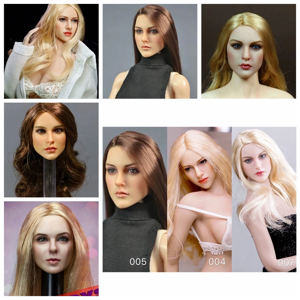 

KIMI TOYS KT004/KT005/KT007//KT008 KT010 1/6 Blonde Brown Hair Girl Head Sculpt European Female Head Carving Fit 12" Figure Body