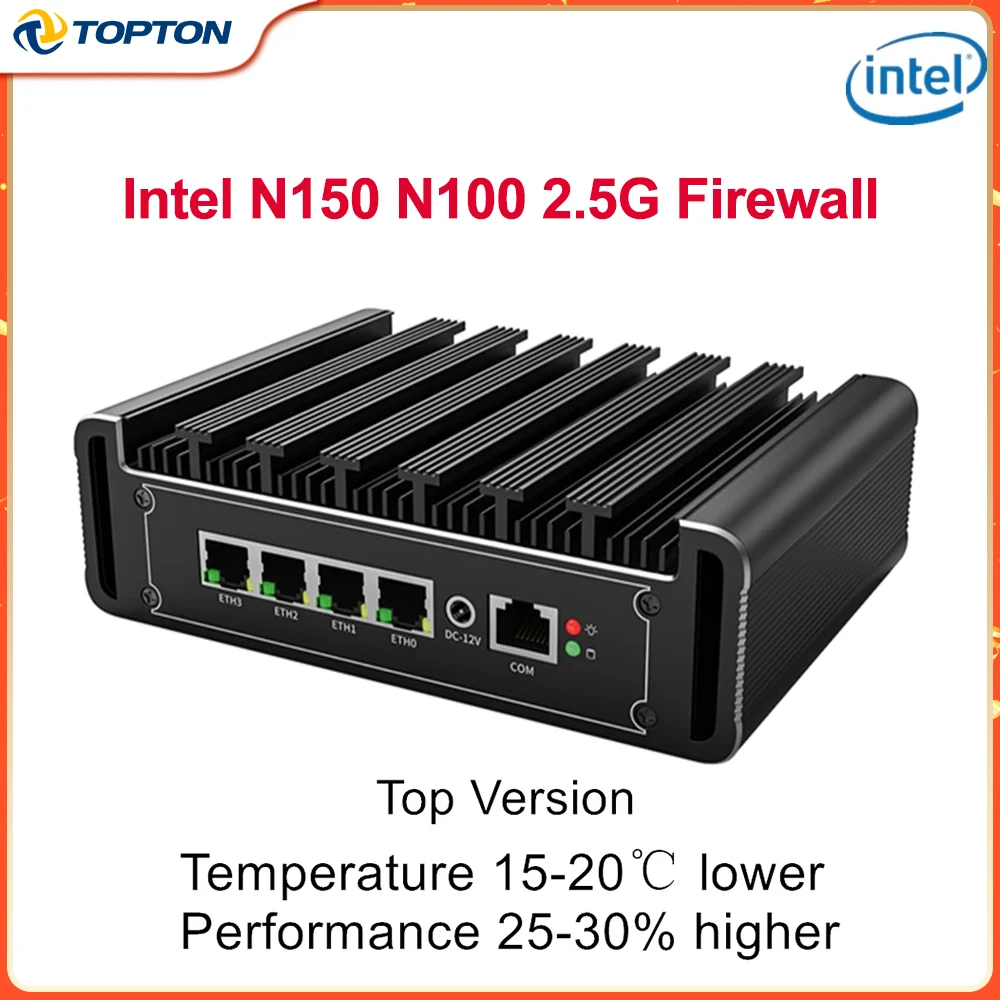 4x2.5G LAN Intel N100 N150 Firewall Mini PC Top Version i226-V N5105 Fanless Server Proxmox VPN Server pfSense OPNsense AES-NI