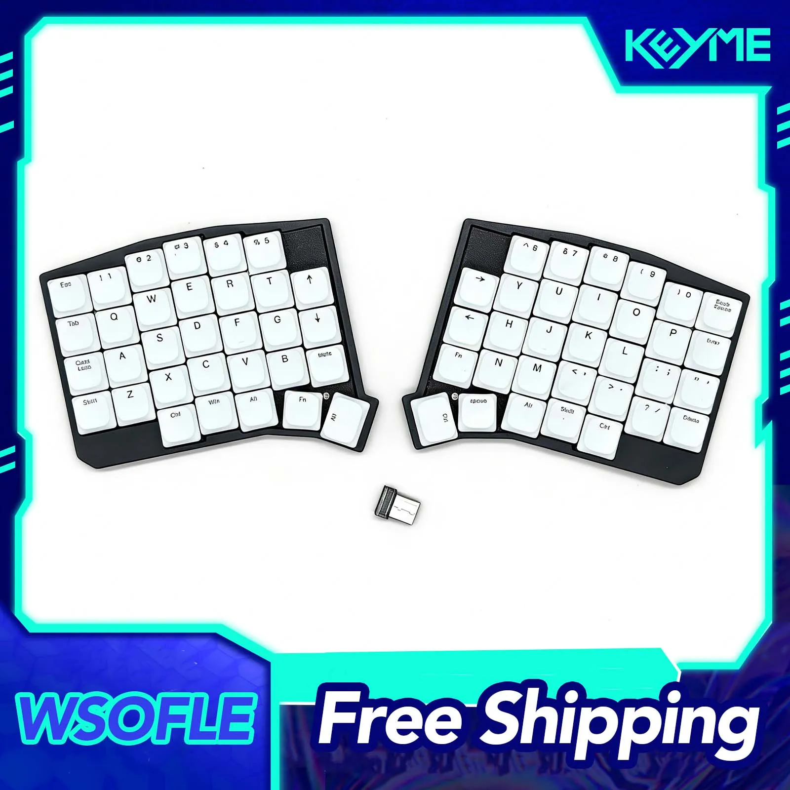 

WSOFLE Wireless Split Keyboard Low Profile 160mAh Battery 2.4G Split Keyboards Kit Support Hot Swap VIAL PC Gamer Accessories