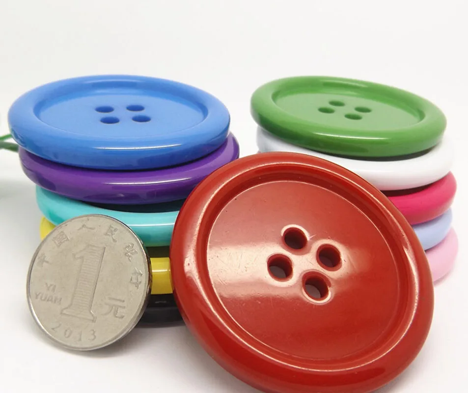 Large Resin Coat Sewing Buttons, 4-Holes Round Buttons, DIY Garment Accessories, 34mm, 38mm, 44mm, 50mm, 5Pcs, Lots