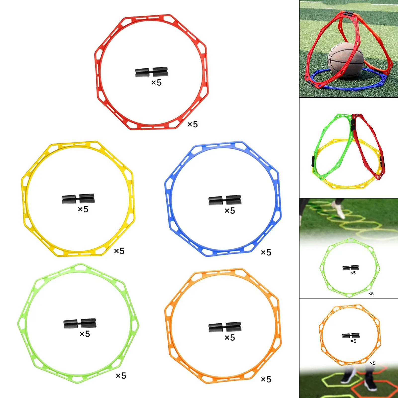 5 uds anillos de agilidad 19,69 pulgadas anillo de agilidad de entrenamiento de fútbol anillos de ejercicio al aire libre anillos de velocidad para fútbol adultos Rugby