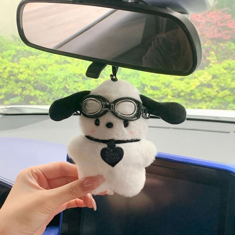 Cute Sanrio Keychain Plush Pochacco Car Keyring Doll Cartoon Bag Pendant Pochacco Bow Blush Accessories Toy Kid Christmas Gift