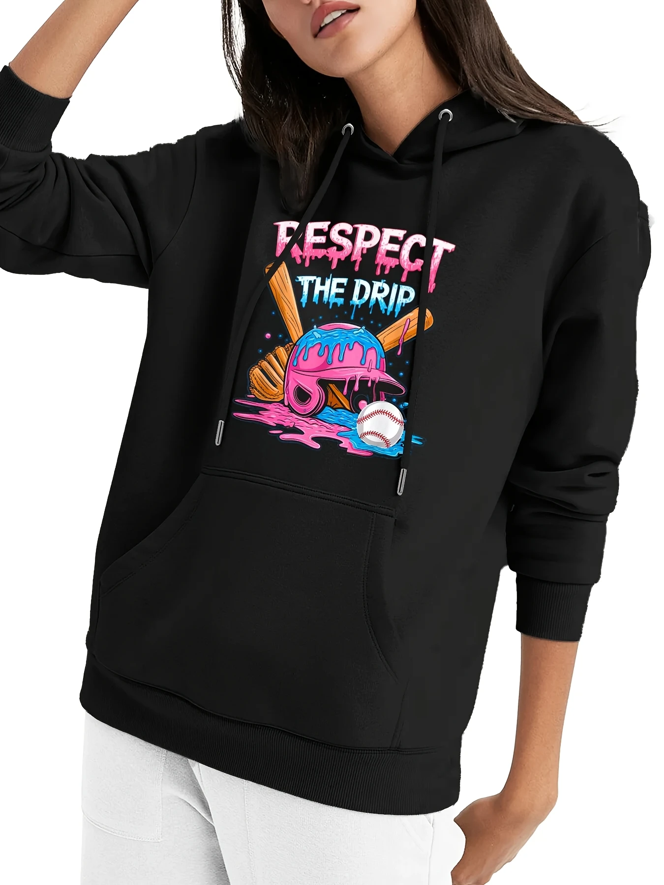 Respect The Drip Baseball Drip Ice Cream Drip Youth Novelty Aesthetic Graphic Hoodie Cute Hoodie Trending for Men