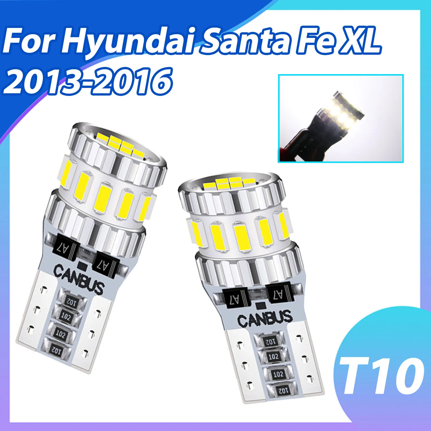 

2Pcs LED Clearance Light T10 W5W 194 168 License Plate Parking Lamp For Hyundai Santa Fe XL 2013-2016
