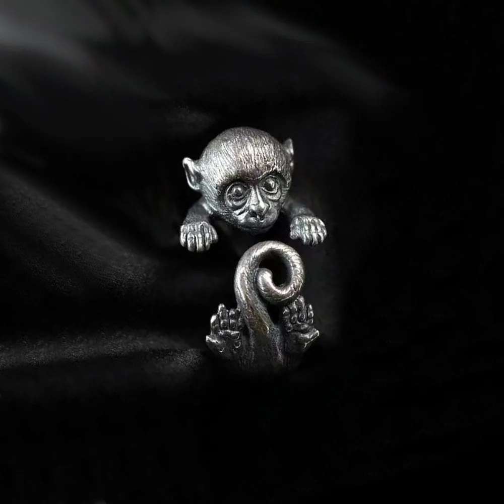 New Simple Fashion Trend Men and Women Dark Style Monkey Ring Hip Hop Personality Animal Monkey Ring Tail Ring Gift Accessories