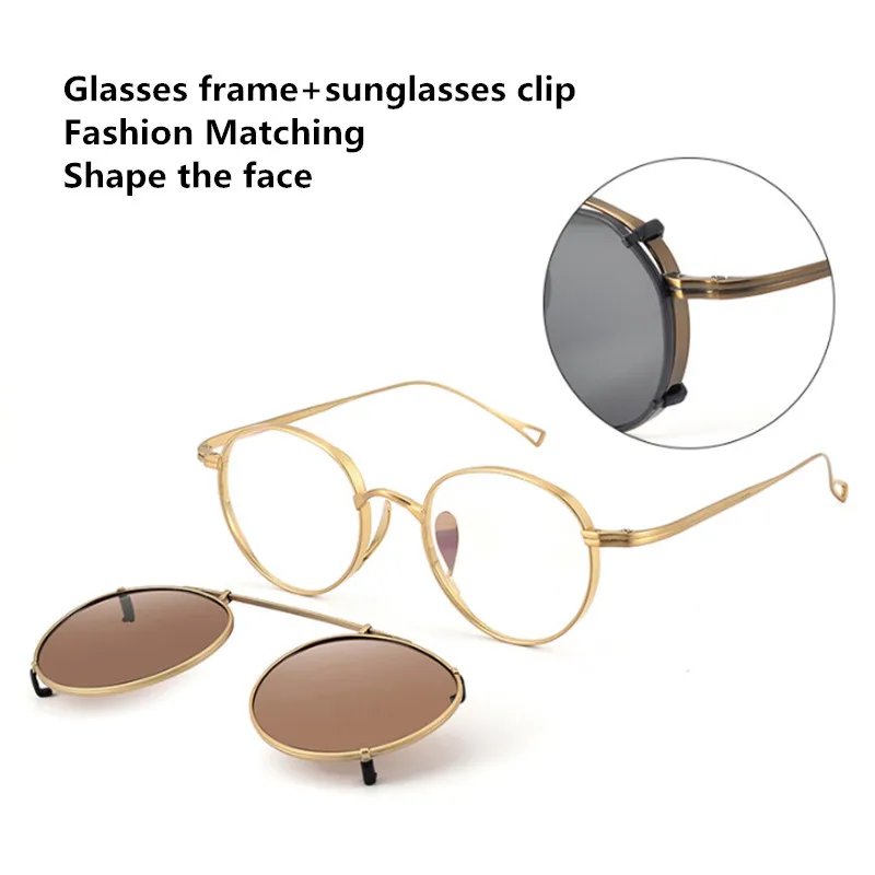 태그 헤제키아 빈티지 편광 선글라스 클립 KMN113 레트로 디자이너 UV400 선글라스 여성 브랜드 티타늄 안경테 남성용