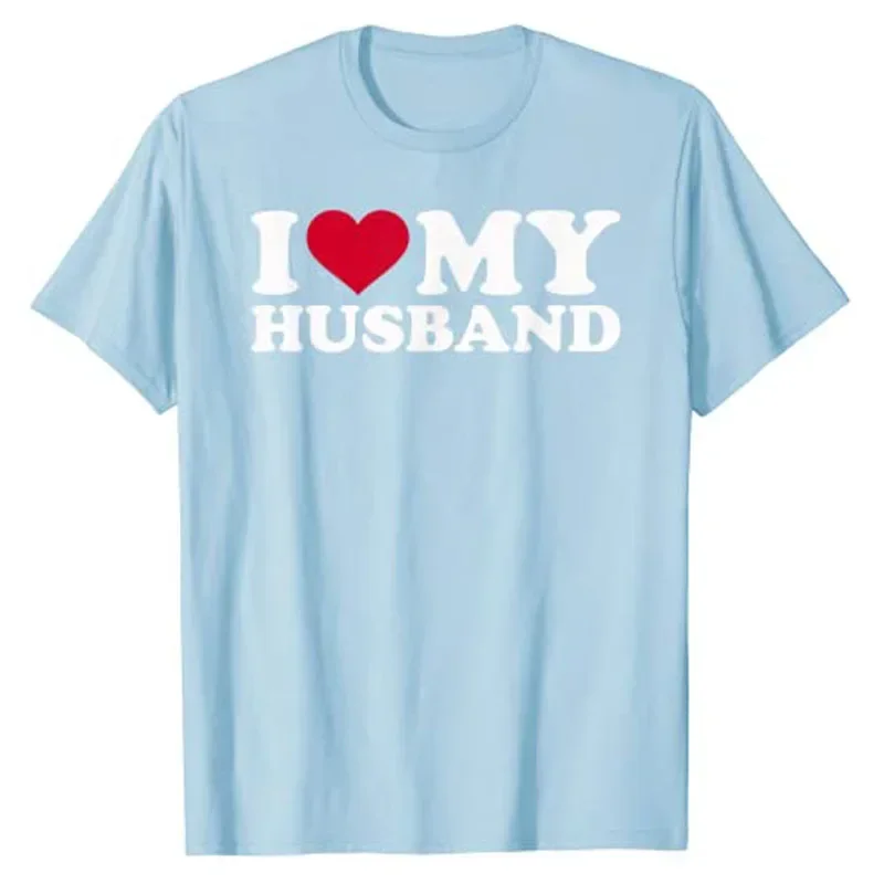 I-Heart-My-Husband Clothes Men's Fashion Hubby Tee Tops Husband-Gifts Short Sleeve Streetwear Outfits I Love My Husband T-Shirt