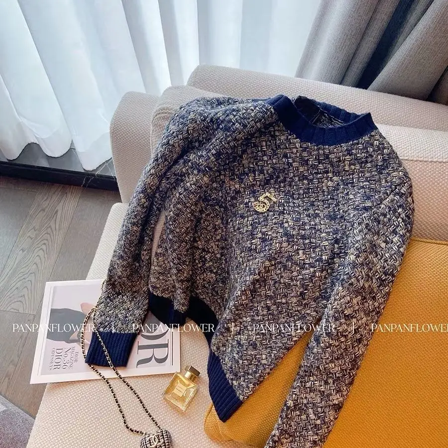 

Fashion Round Neck Sweater for Women Chic Loose Casual 2025 Autumn and Winter New Style Versatile and Elegant Knitted Sweater