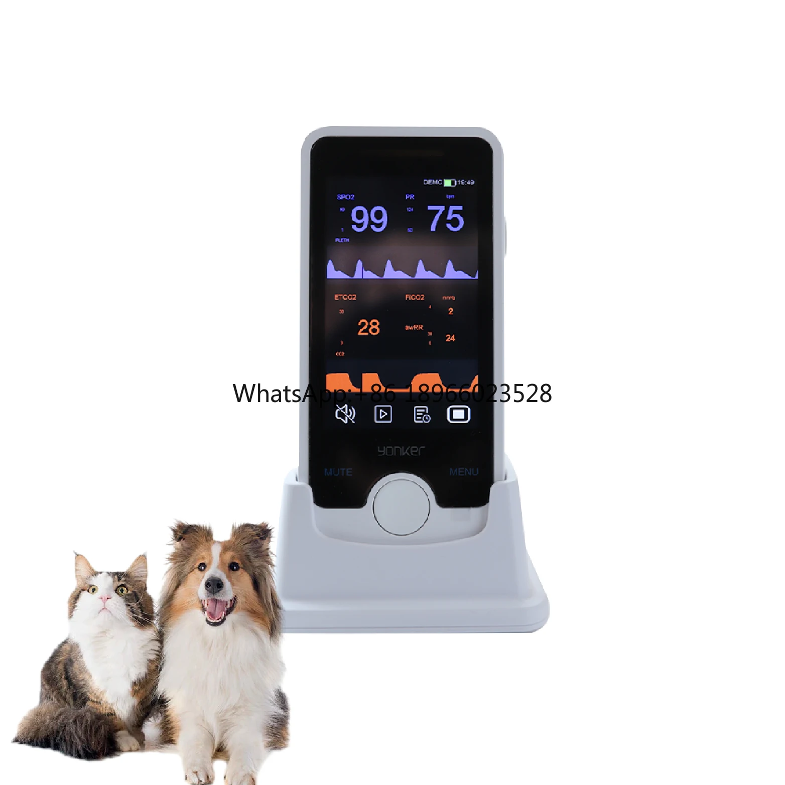 Charging Base Portable Animal Veterinary Use Blood Oxygen Rechargeable Handheld Pulse Oximeter