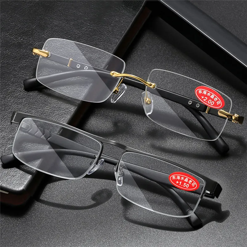 

Zilead Men Women Reading Glasses Vintage Rimless Far Sighted Presbyopic Eyewear Diopter Goggles +1.0 1.5 2.0 2.5 3.0 3.5 4.0