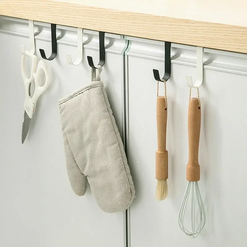 2PCS Metal Hooks Kitchen Cabinet Door Back Hook Bathroom Hanging Rack Clothes Hat Towel Hanger Storage Hook Office Accessories