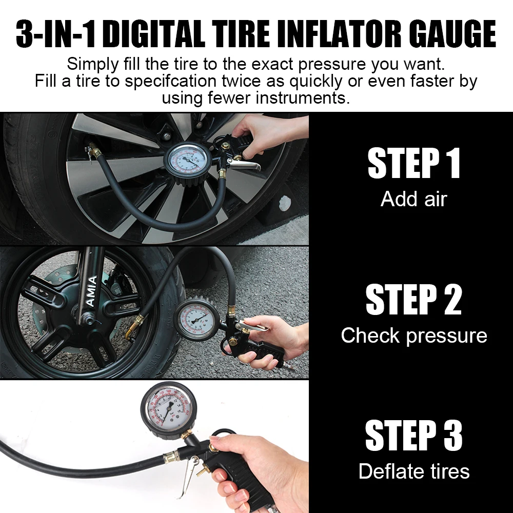 LCD Digital/Oil Immersion/Graduated Digital Display Testing Meter Car Tire Pressure Gauge For Motorcycle Truck Bike