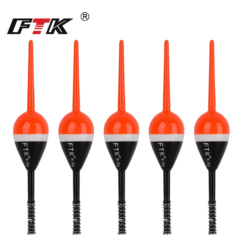 FTK 5pcs 2g/4g/5g Fishing Floats Bobbers Balsa Wooden Spring Slip Floating Bobber Fixed Bobbers for Crappie Panfish Catfish